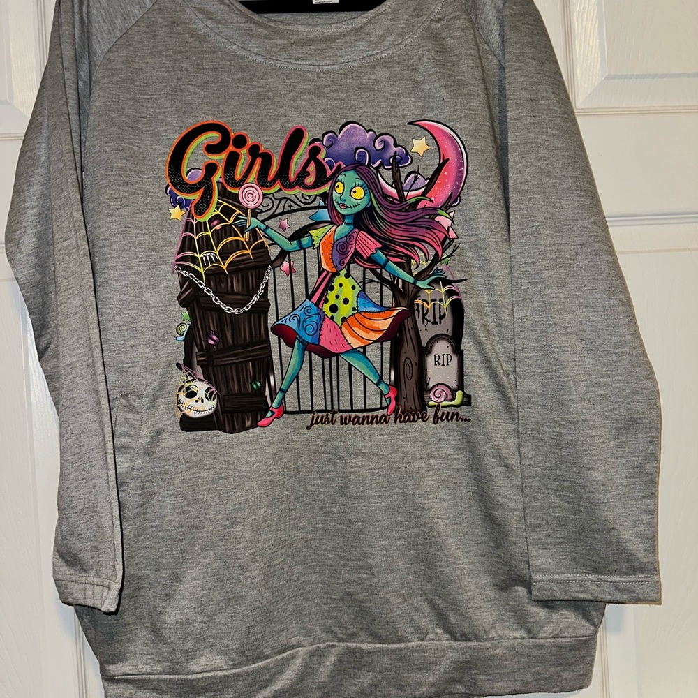 Gray Halloween Graphic Top